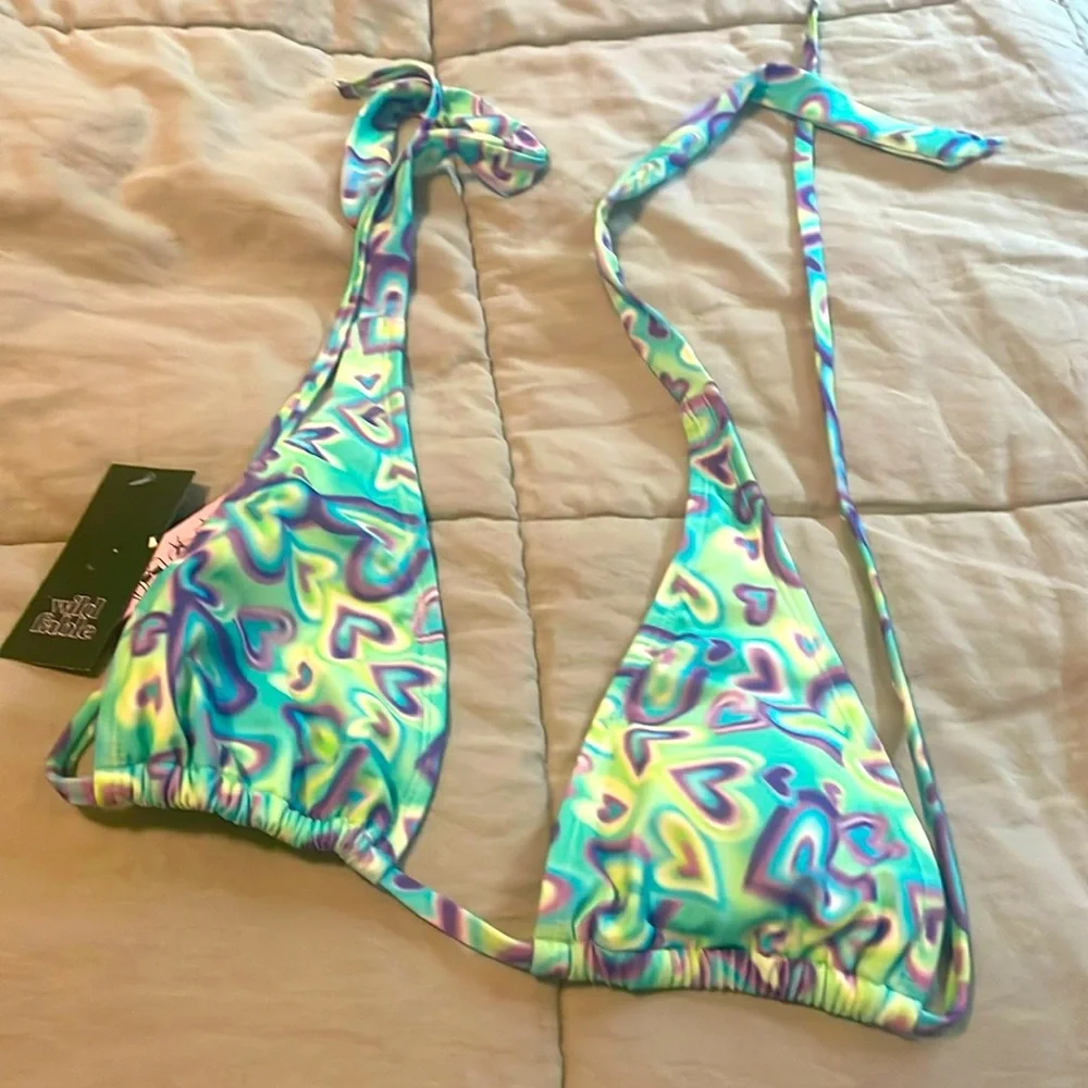 Wild fable heart patterned swim bra size small adjustable S
